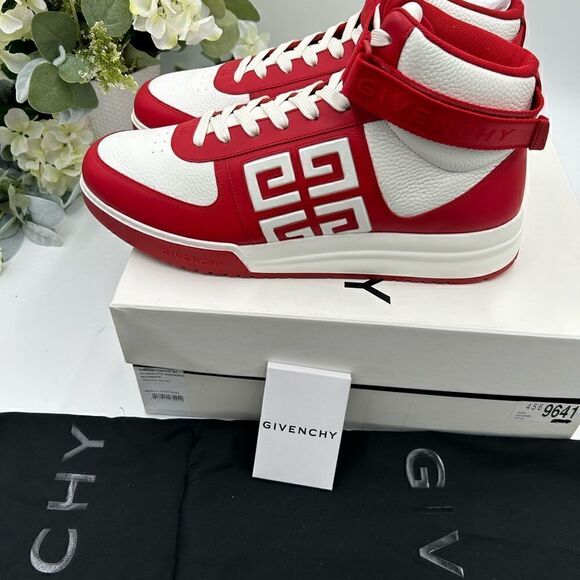 Men’s Givenchy high top pebble,grain  Leather sneakers, size 45 made in Portugal - Picture 4 of 12